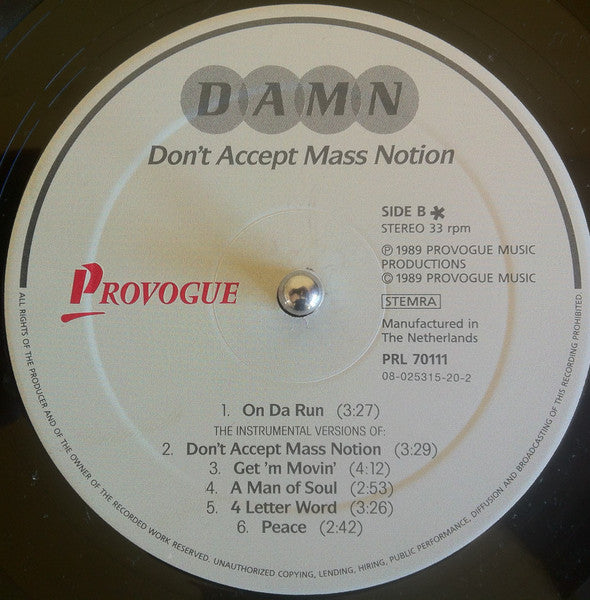 D.A.M.N. - Don't Accept Mass Notion (LP Tweedehands)