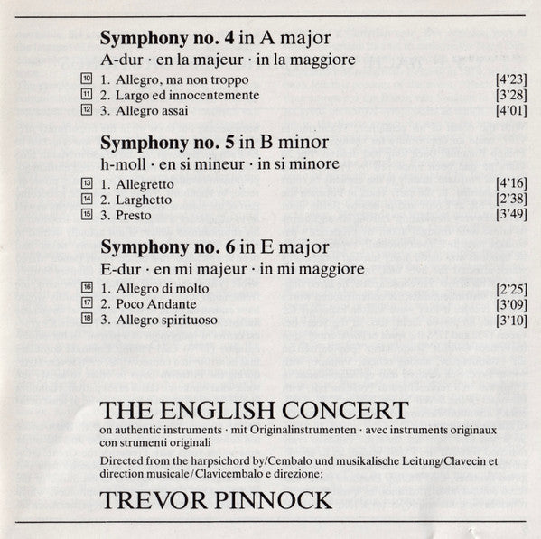 Carl Philipp Emanuel Bach - English Concert, The • Trevor Pinnock - The Symphonies For Strings = Die Sinfonien Für Streicher = Les Symphonies Pour Orchestre A Cordes (CD Tweedehands)