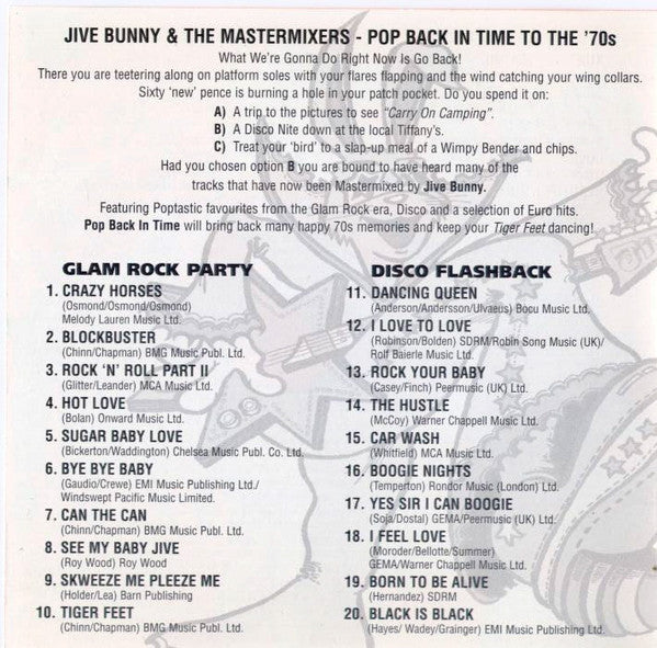 Jive Bunny And The Mastermixers - Pop Back In Time To The 70s (CD Tweedehands)