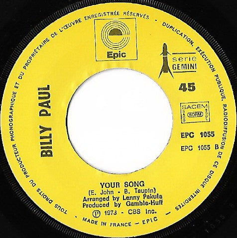 Billy Paul - Me And Mrs. Jones / Your Song (7-inch Tweedehands)