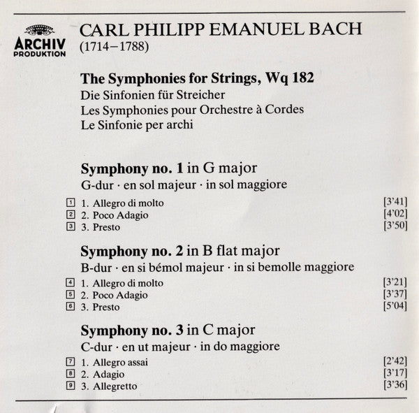 Carl Philipp Emanuel Bach - English Concert, The • Trevor Pinnock - The Symphonies For Strings = Die Sinfonien Für Streicher = Les Symphonies Pour Orchestre A Cordes (CD Tweedehands)