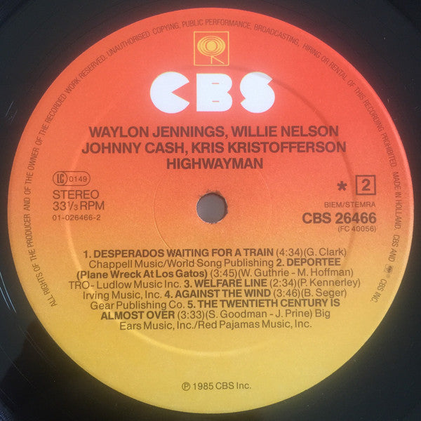 Waylon Jennings ◇ Willie Nelson ◇ Johnny Cash ◇ Kris Kristofferson - Highwayman (LP Tweedehands)