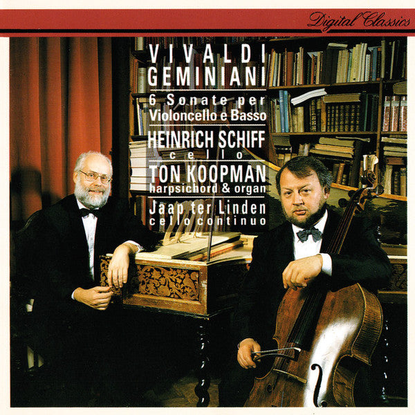 Antonio Vivaldi / Francesco Geminiani – Heinrich Schiff, Ton Koopman, Jaap ter Linden - 6 Sonate Per Violincello E Basso (CD Tweedehands)