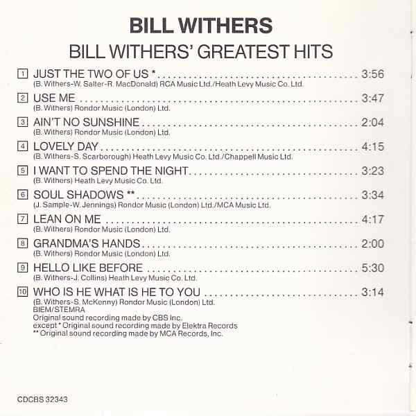 Bill Withers - Bill Withers' Greatest Hits (CD Tweedehands)