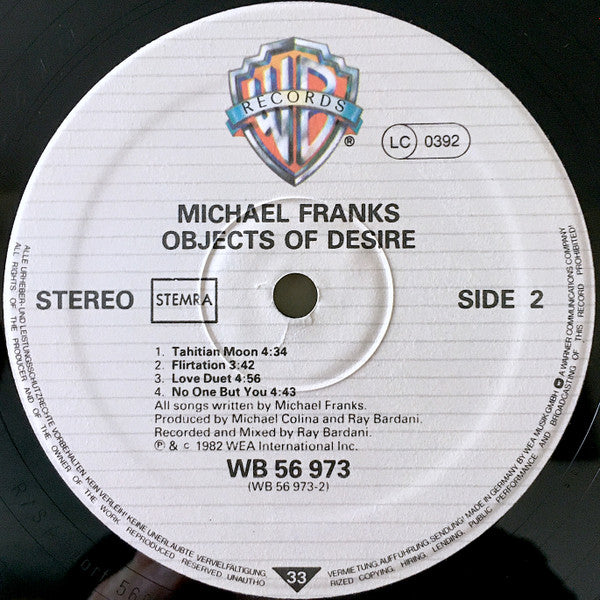 Michael Franks - Objects Of Desire (LP Tweedehands)