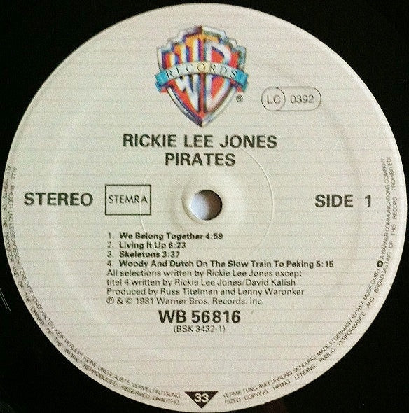 Rickie Lee Jones - Pirates (LP Tweedehands)