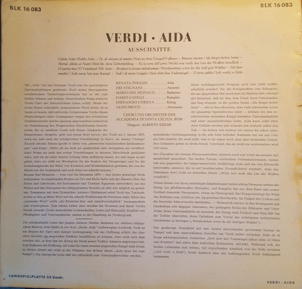 Giuseppe Verdi, Renata Tebaldi, Mario del Monaco, Alberto Erede - Aida Ausschnitte (LP Tweedehands) - Discords.nl