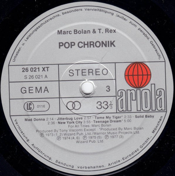 Marc Bolan & T. Rex - Pop Chronik (LP Tweedehands) - Discords.nl