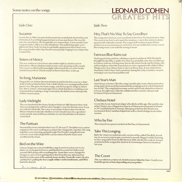 Leonard Cohen - Greatest Hits (LP Tweedehands)