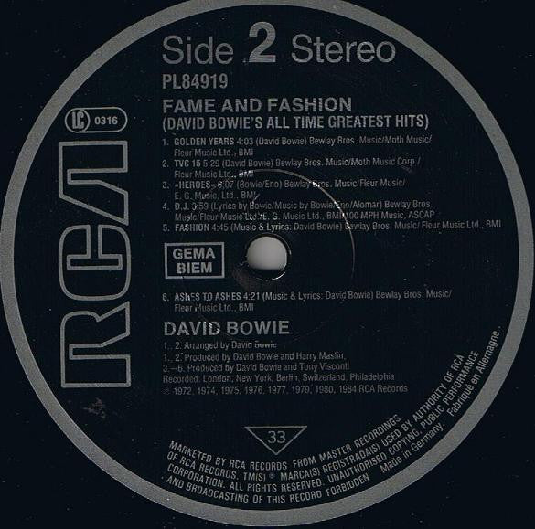 David Bowie - Fame And Fashion (David Bowie's All Time Greatest Hits) (LP Tweedehands)