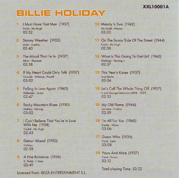 Billie Holiday - Billie Holiday XXL - Great Diva - Great Songs (CD Tweedehands)