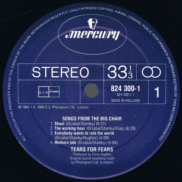 Tears For Fears - Songs From The Big Chair (LP Tweedehands) - Discords.nl