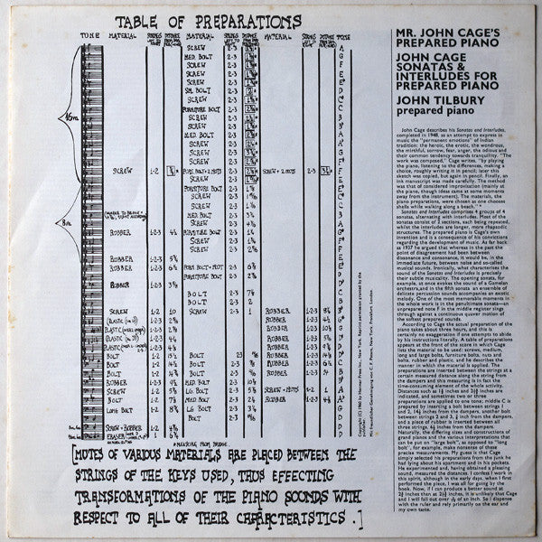 John Cage - Mr. John Cage's Prepared Piano (LP Tweedehands)