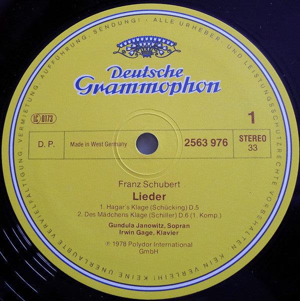 Franz Schubert, Gundula Janowitz, Irwin Gage - Lieder  (Volume I) (LP Tweedehands) - Discords.nl