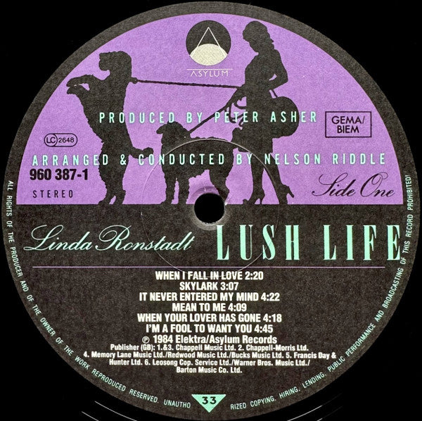 Linda Ronstadt With Nelson Riddle And His Orchestra - Lush Life (LP Tweedehands)