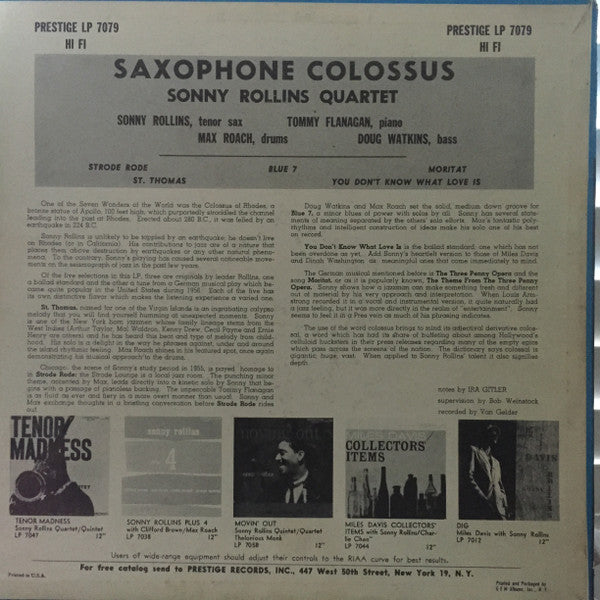 Sonny Rollins - Saxophone Colossus (LP Tweedehands) - Discords.nl