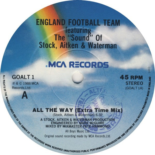 England Football Team Featuring Stock, Aitken & Waterman - All The Way (12" Tweedehands)