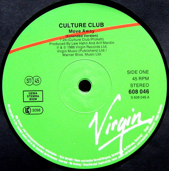 Culture Club - Move Away (Extended) (12" Tweedehands)