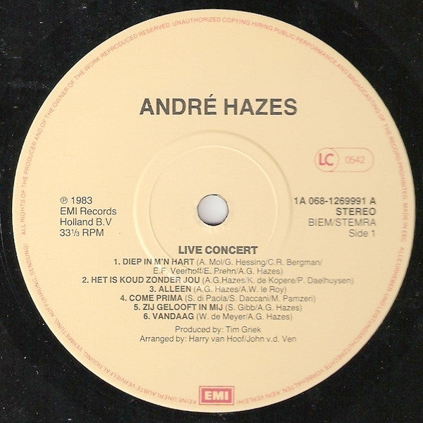 André Hazes - Live Concert (LP Tweedehands)