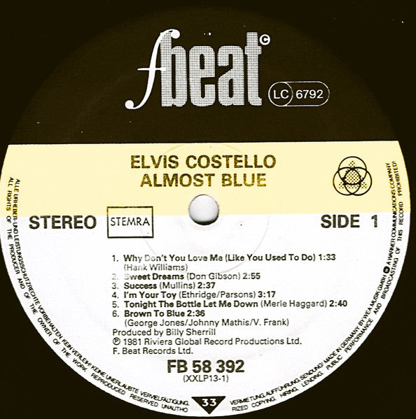 Elvis Costello & The Attractions - Almost Blue (LP Tweedehands)