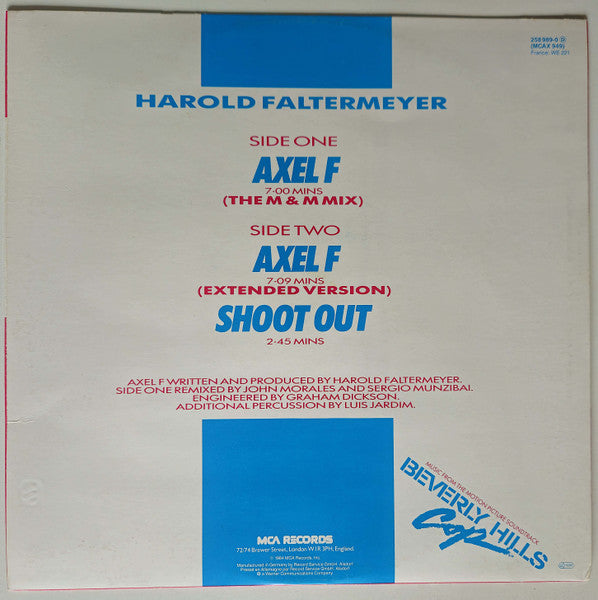 Harold Faltermeyer - Axel F (The M & M Mix) (12" Tweedehands) - Discords.nl
