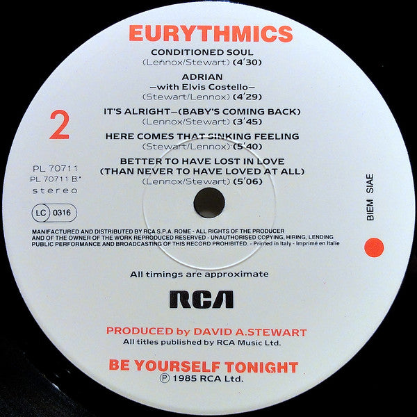 Eurythmics - Be Yourself Tonight (LP Tweedehands)