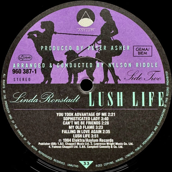 Linda Ronstadt With Nelson Riddle And His Orchestra - Lush Life (LP Tweedehands)