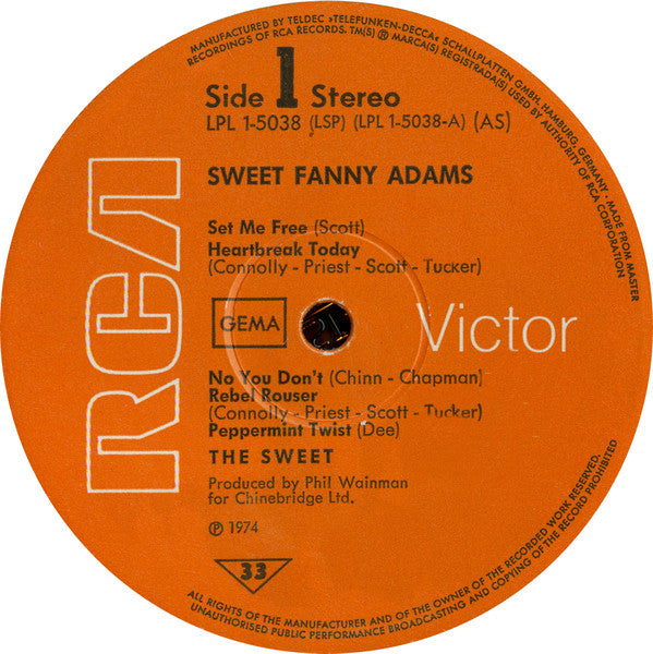 Sweet, The - Sweet Fanny Adams (LP Tweedehands)