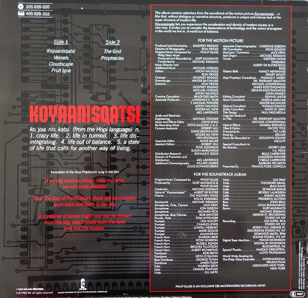 Philip Glass - Koyaanisqatsi (Original Soundtrack Album From The Film) (LP Tweedehands)