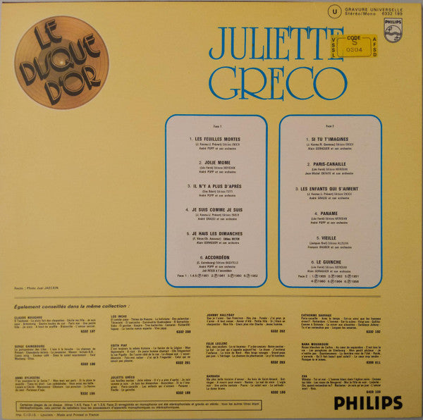 Juliette Gréco - Le Disque D'Or (LP Tweedehands)