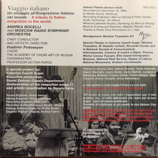 Andrea Bocelli - Viaggio Italiano (CD Tweedehands)
