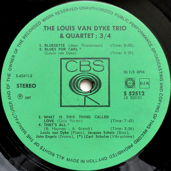 Louis Van Dyke Trio & Louis Van Dyke Quartet, The - 3/4 (LP Tweedehands)