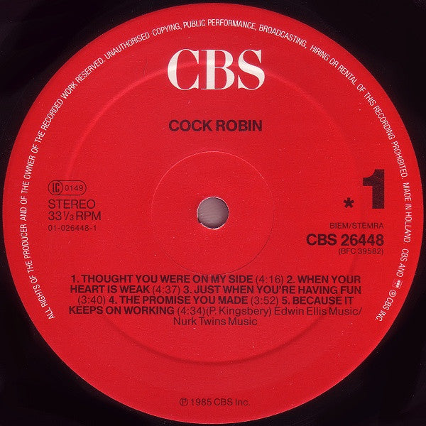 Cock Robin - Cock Robin (LP Tweedehands) - Discords.nl
