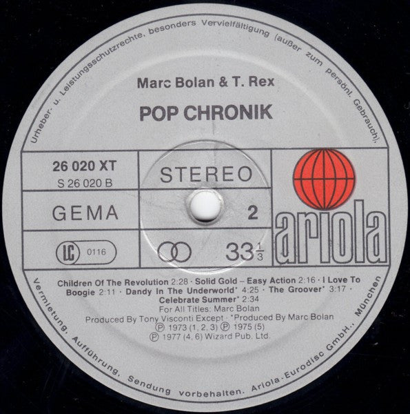 Marc Bolan & T. Rex - Pop Chronik (LP Tweedehands) - Discords.nl