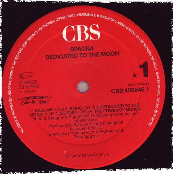 Ivana Spagna - Dedicated To The Moon (LP Tweedehands)