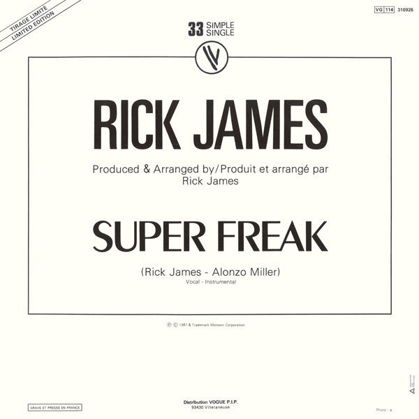 Rick James - Super Freak (12" Tweedehands)