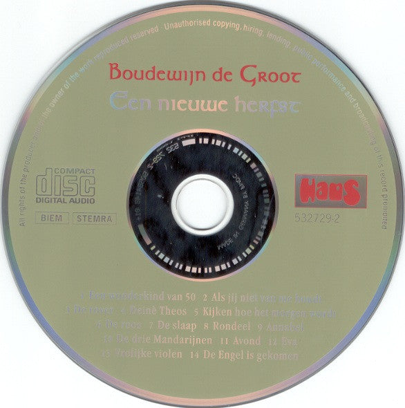 Boudewijn de Groot - Een Nieuwe Herfst (CD Tweedehands) - Discords.nl