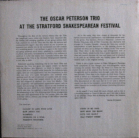 Oscar Peterson Trio, The - At The Stratford Shakespearean Festival (LP Tweedehands) - Discords.nl