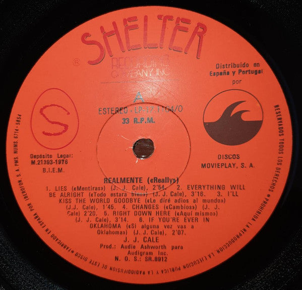 J.J. Cale - Realmente = Really (LP Tweedehands)