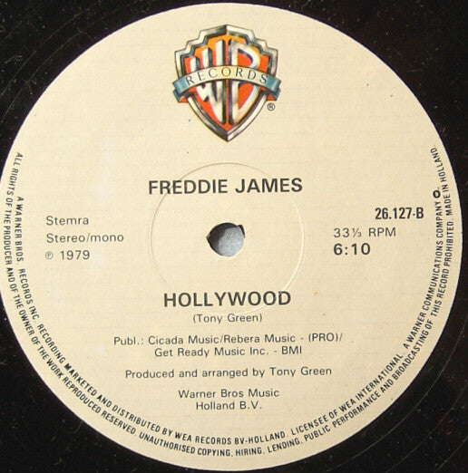 Freddie James - Hollywood / Crazy Disco Music (12" Tweedehands)