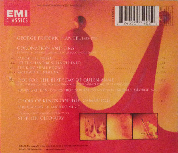 Georg Friedrich Händel, King's College Choir Of Cambridge, The, Academy Of Ancient Music, The, Stephen Cleobury - Coronation Anthems (CD Tweedehands)