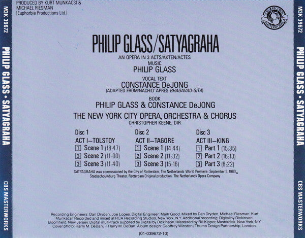 Philip Glass - Satyagraha (CD Tweedehands)