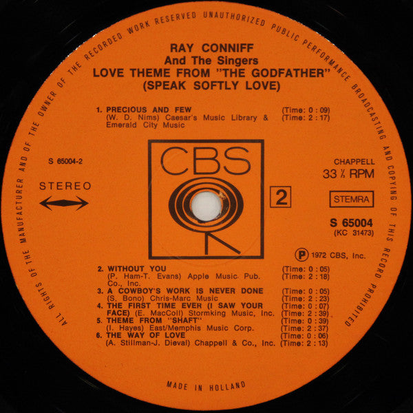 Ray Conniff And The Singers - Love Theme From "The Godfather" (Speak Softly Love) (LP Tweedehands)