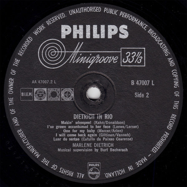 Marlene Dietrich - Dietrich In Rio (Recorded In Rio De Janeiro) (LP Tweedehands)