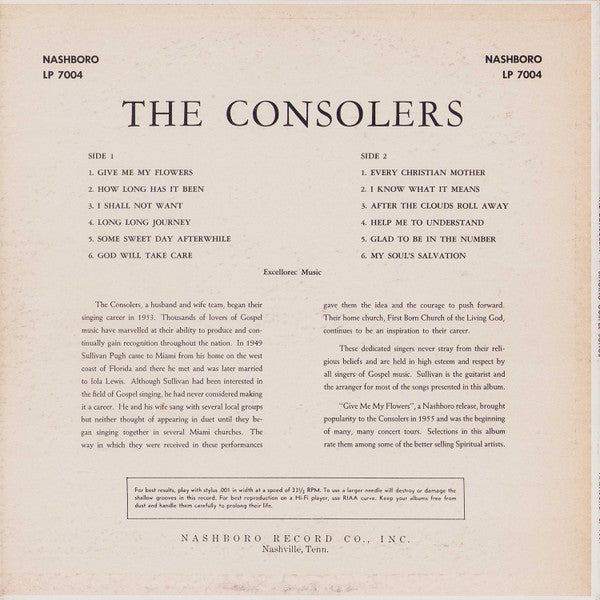 Consolers, The - Singing Gospel Songs  (LP Tweedehands) - Discords.nl