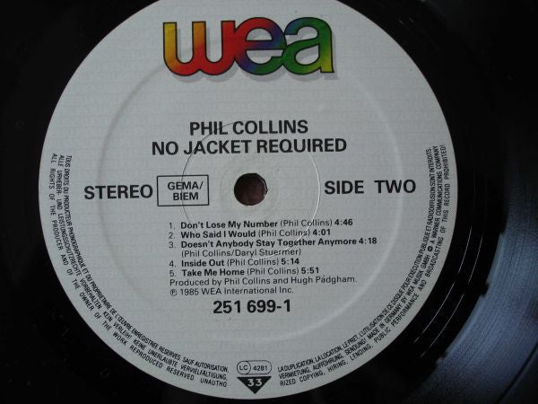 Phil Collins - No Jacket Required (LP Tweedehands) - Discords.nl