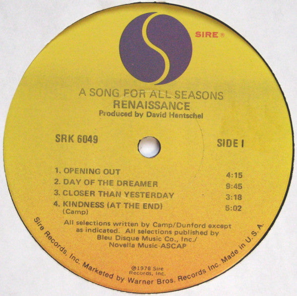 Renaissance - A Song For All Seasons (LP Tweedehands) - Discords.nl