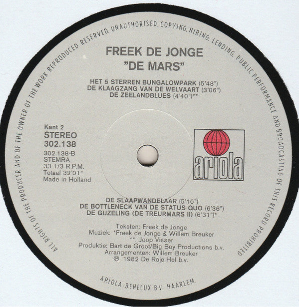 Freek de Jonge - De Mars (LP Tweedehands) - Discords.nl