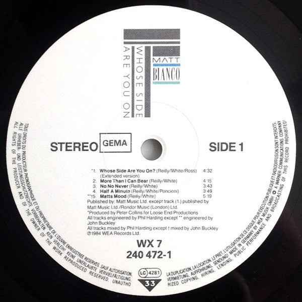 Matt Bianco - Whose Side Are You On (LP Tweedehands) - Discords.nl