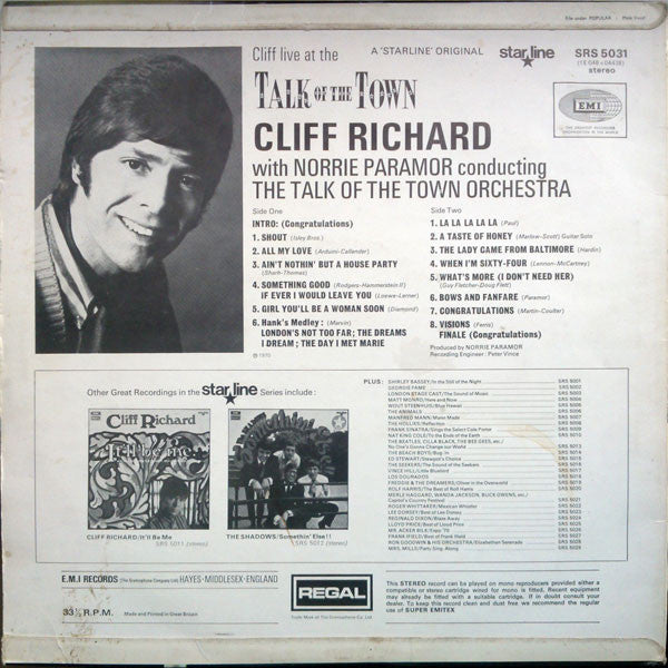 Cliff Richard - Cliff Live At The Talk Of The Town (LP Tweedehands)